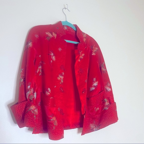 Red ‘Silk’ Quilted Blazer Medium - Picture 3 of 9